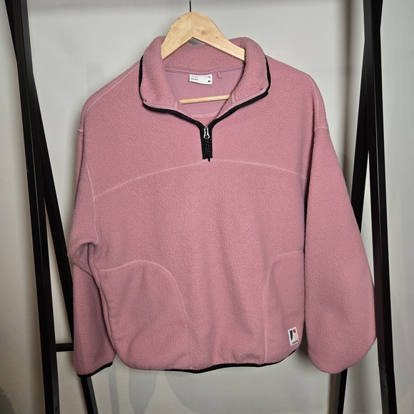 Frank & Oak Tops - Frank & Oak Pink Half-Zip Fleece Pullover Medium